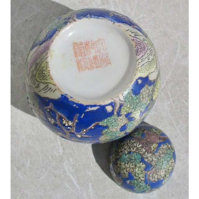 Ceramic Antique Qing Dynasty Famille Rose Blue Glaze For Sale - Image 7 of 11