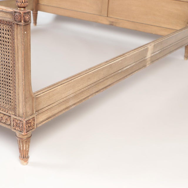 A French Louis Xvi Style Queen Size Bed With Cane Headboard and