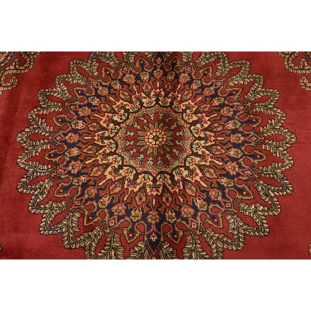 Textile Tabriz Rug 10’2” X 12’6” Red Wool Vintage Traditional Hand-Knotted Carpet For Sale - Image 7 of 15