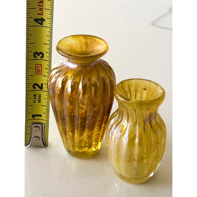 1970s 1970s Pair of Small Gold Budvases- Mouth Blown One of a Kind For Sale - Image 5 of 9