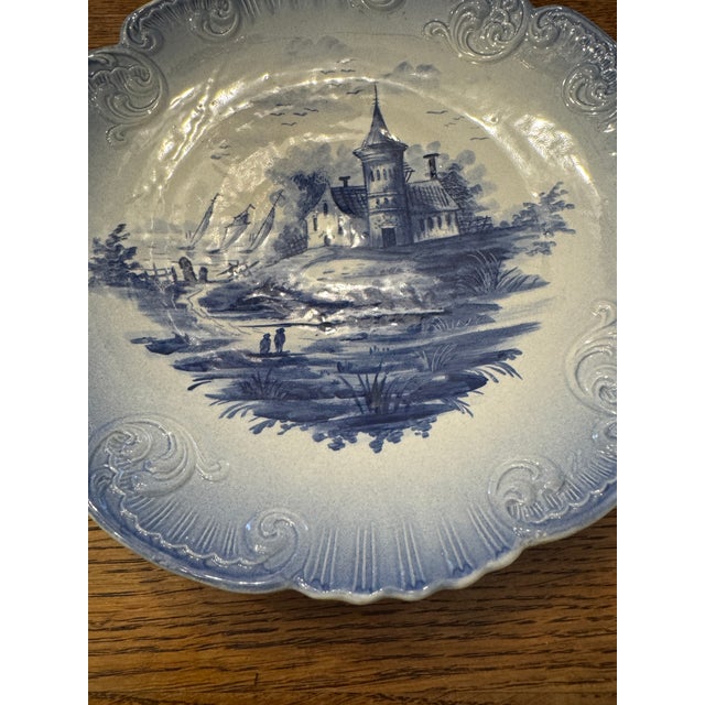 Early 19th Century German Rococo Blue and White Plates a Pair For Sale - Image 9 of 12