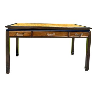 1970s Century Furniture Chin Hua Burl Top Writing Desk For Sale