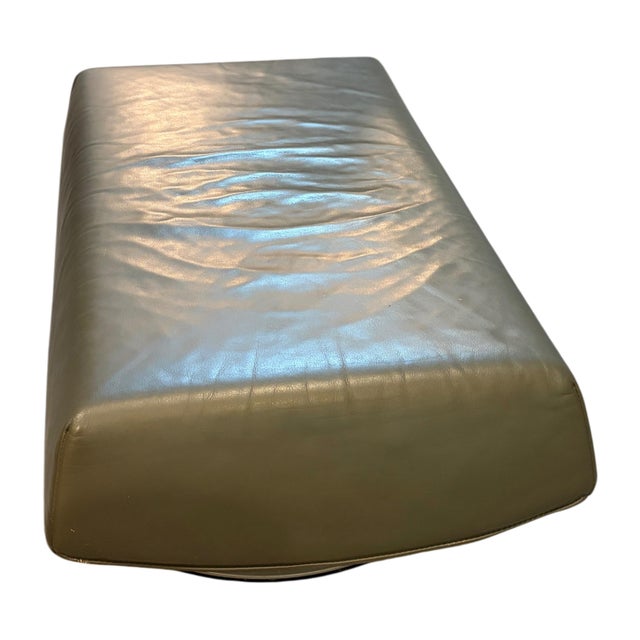 Animal Skin 1970's Italian Leather Swivel Lounge Chair and Ottoman For Sale - Image 7 of 7