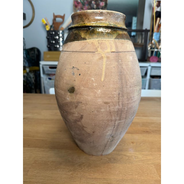 Early 20th Century Vintage French Country Olive & Brown Glazed Terra-Cotta Pot For Sale - Image 5 of 11