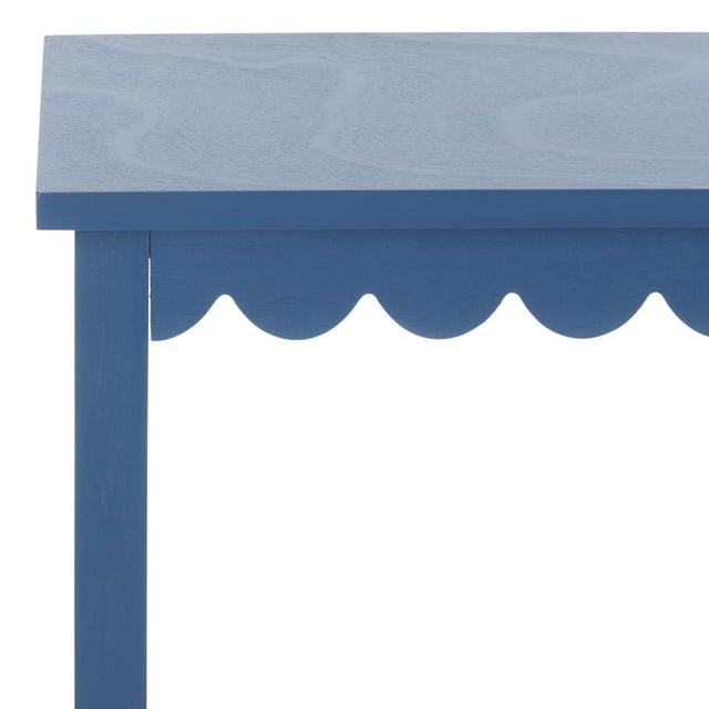 Spritely Home Heaven Scalloped Low Drawer Accent Table in Blue For Sale - Image 4 of 10