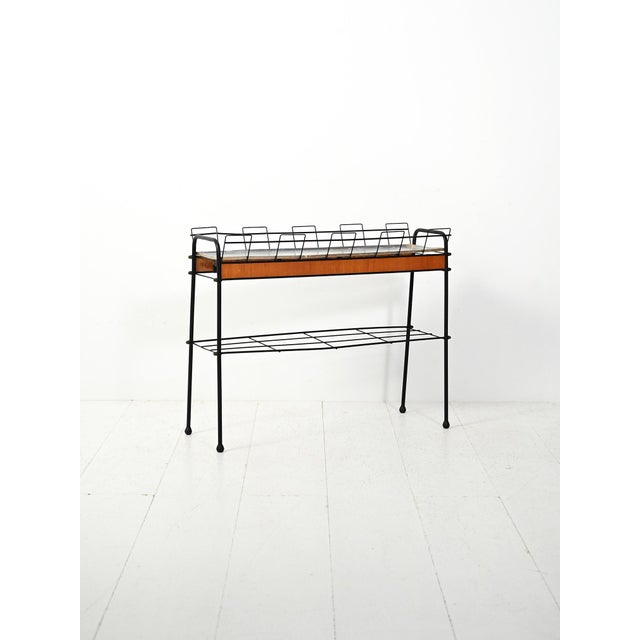 Scandinavian Flower Stand in Black Metal and Teak, 1960s For Sale - Image 3 of 10