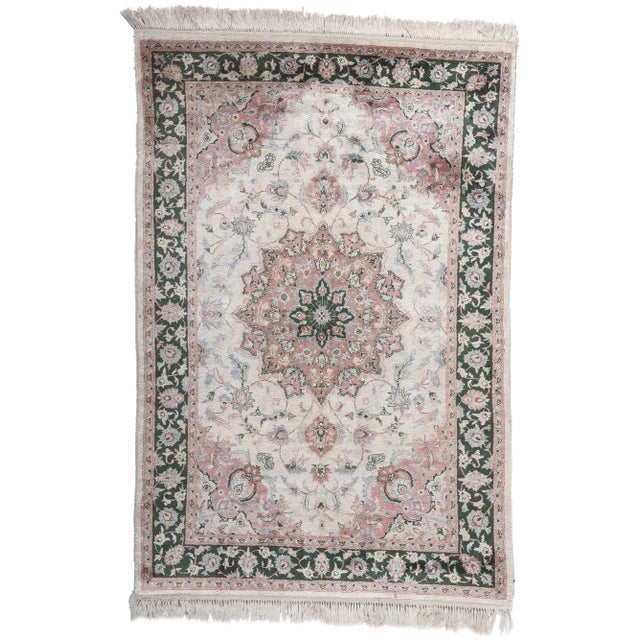 Late 20th Century Vintage Silk Kashmir Rug, 04'00 X 06'00 For Sale - Image 10 of 10