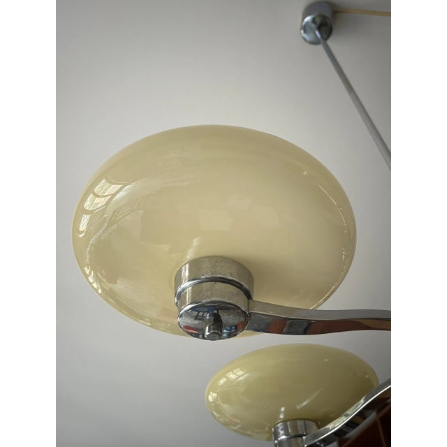 Art Deco Five-Light Pendant in Murano Glass and Steel, 1940s For Sale - Image 6 of 9