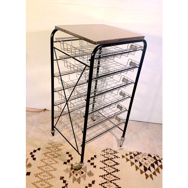 Mid-Century Chrome, Six Trays Mail Cart, France For Sale - Image 4 of 6