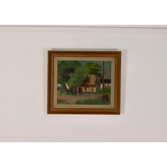Mid-Century Modern Erik Oldberg, Cottage, 1950s, Oil on Canvas, Framed For Sale - Image 3 of 16