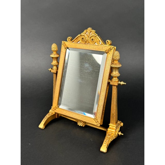 French 19th Century French Gilt Bronze Table Mirror For Sale - Image 3 of 6