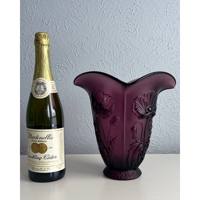 Art Nouveau Satin Glass Poppy Relief Vase With Flared Rim For Sale - Image 3 of 11