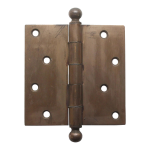 Mid 20th Century Stanley Ball Tip Brass Plated Steel Butt Door Hinge