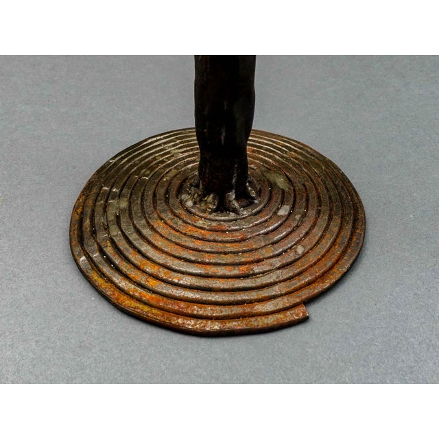 Black Vintage Brutalist Studio Iron Metal Art Candlestick Holders - a Pair For Sale - Image 8 of 8