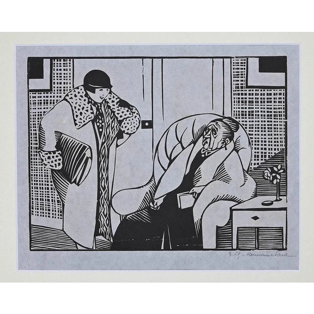 Hermann-Paul - the Old Woman - Original Woodcut Print - 1925 For Sale - Image 4 of 4