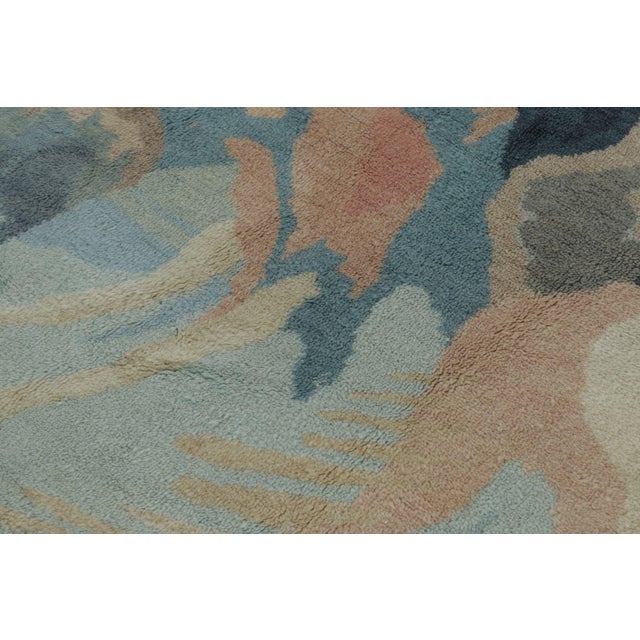 1920s Antique French Art Deco Square Rugs by Jean Burkhalter in Ocean Hues - Rug & Kilim For Sale - Image 5 of 7