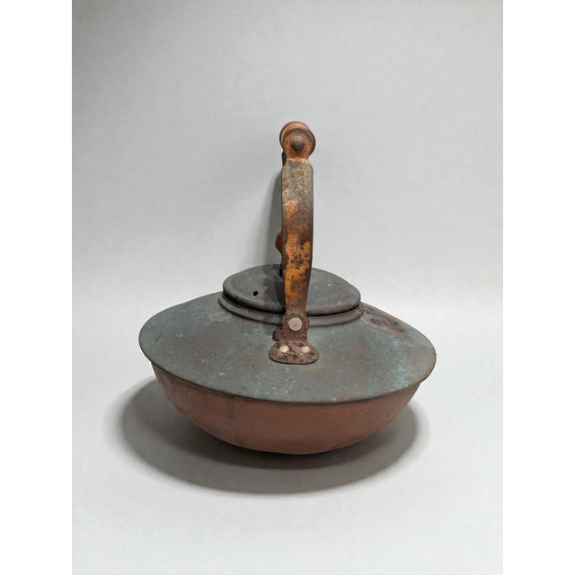 Farmhouse 1950's Copper Teapot With Wooden Handle, Vintage Rustic Farmhouse Kitchen Décor, Mid Century Collectible For Sale - Image 3 of 4