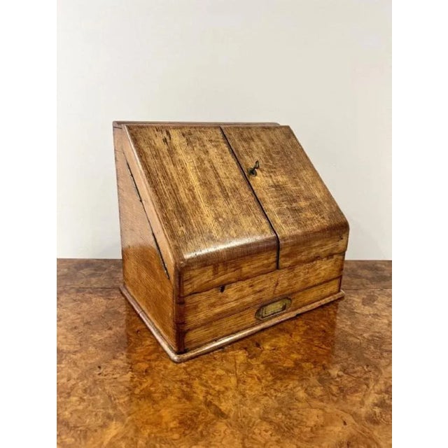 Wood Quality Antique Victorian Oak Stationary Box, 1870s For Sale - Image 7 of 8