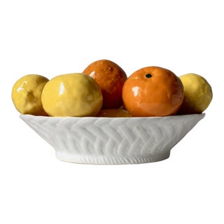 Italian Ceramic Basket of Lemons & Oranges For Sale