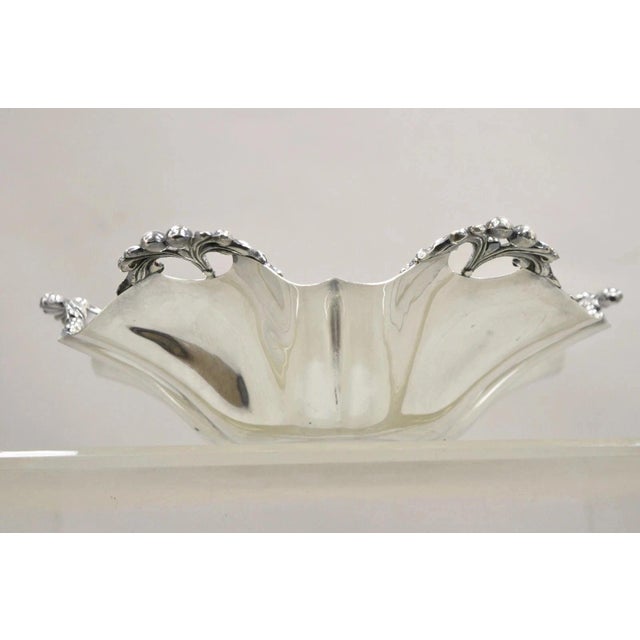 Vintage Victorian Silver Plated Handkerchief Candy Dish Fruit Bowl Berry Design For Sale - Image 9 of 11
