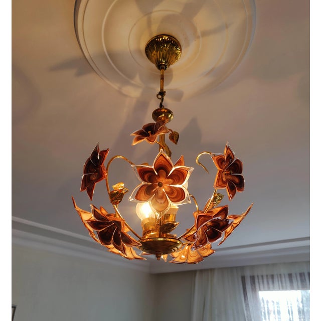 Vintage Chandelier Murano Brown Glass For Sale - Image 13 of 14
