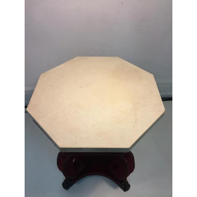 Brown Hadrian Octagonal Table in Studded Red Velvet With Claw Feet For Sale - Image 8 of 13