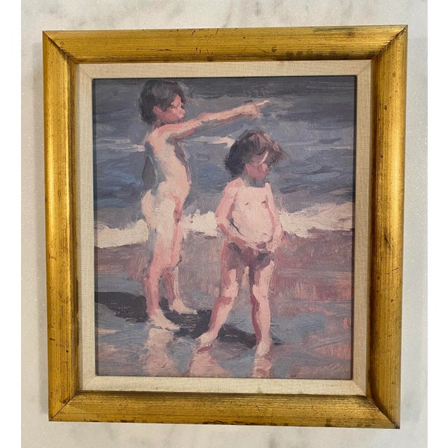 Late 20th Century Painting of Children at the Beach by Dan McCaw For Sale - Image 12 of 12