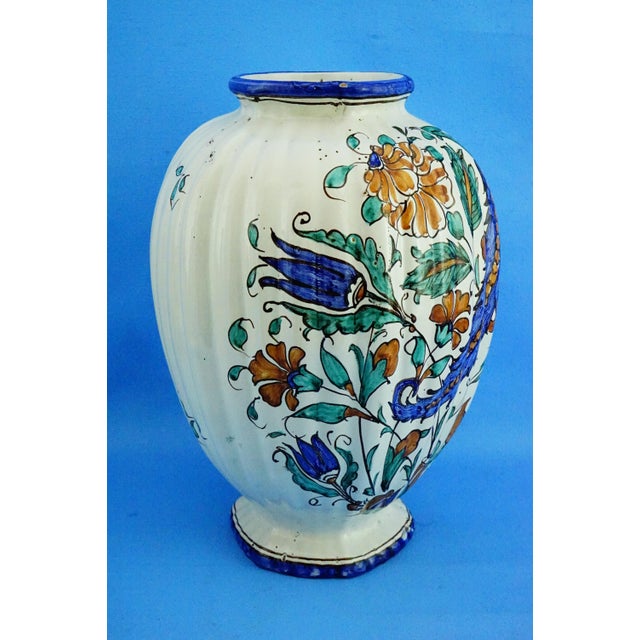 20th Century German Ribbed Ceramic Vase with Iznik Motifs by Icaro Rodi, 1920s For Sale - Image 6 of 18
