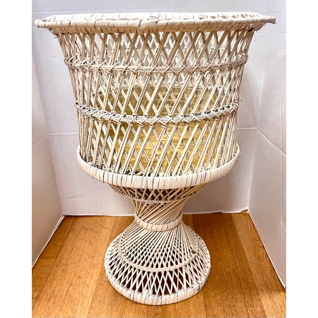 Vintage Round Wicker Rattan Pedestal Planter Plant Stand Chairish
