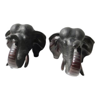 Japanese Bronze Elephant Bookends For Sale