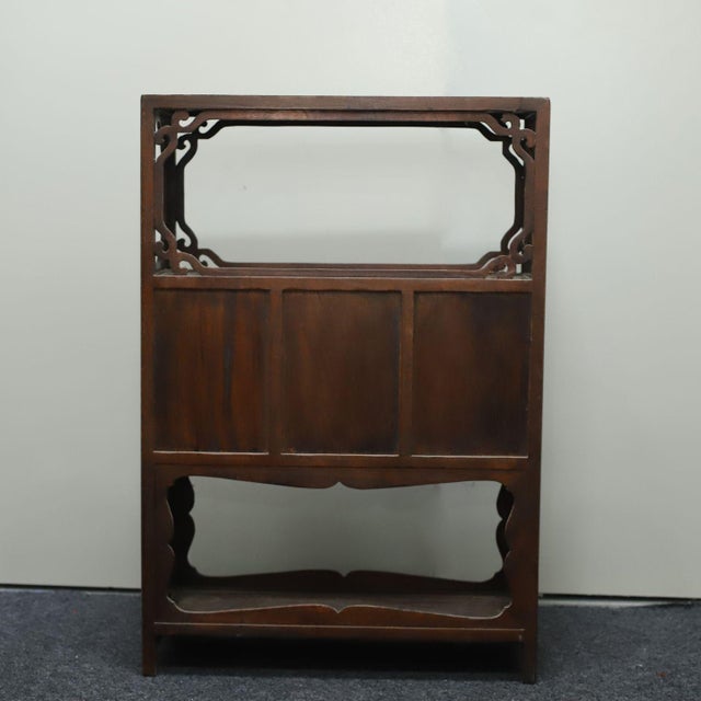 Brass Vintage Chinese Hardwood Two-Tier Display Cabinet (Curio) With Drawers - 76cm For Sale - Image 8 of 9