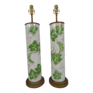 1940s Large-Scale American Glass Painted Lamps - A Pair