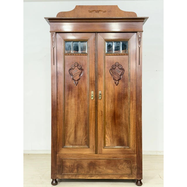 Wood Gründerzeit Wooden Wardrobe, 1900s For Sale - Image 7 of 11