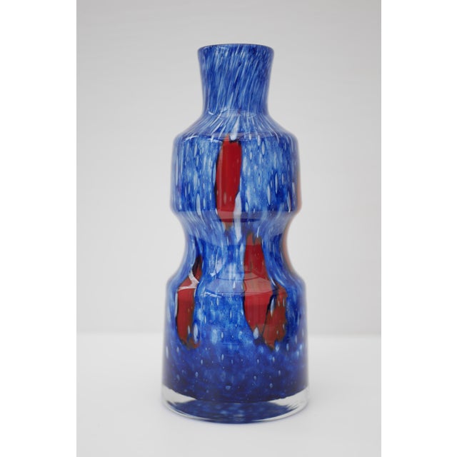 Glass Blue Glass Art Vase from Prachen Glass Works For Sale - Image 7 of 10