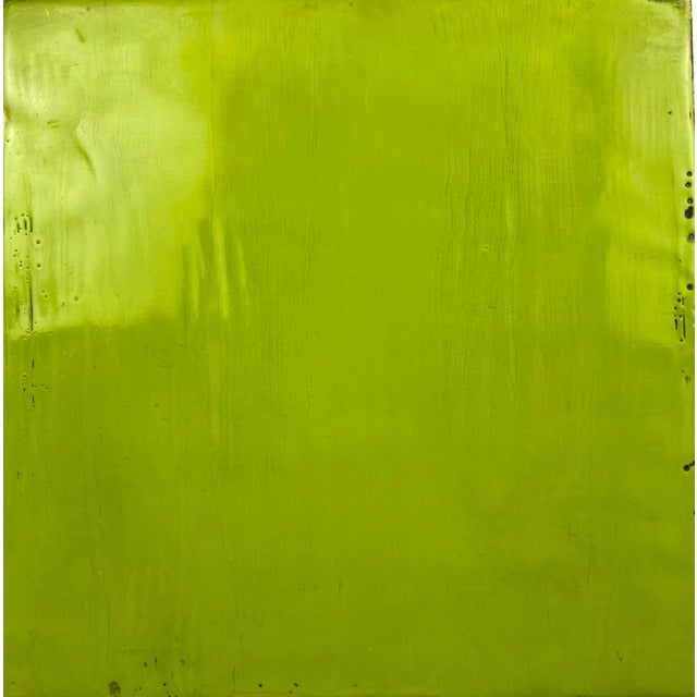 Mid-Century Modern "Citrus Sunshine" by Gina Cochran - Original Encaustic Collage Paintings - 2 Panels For Sale - Image 3 of 5