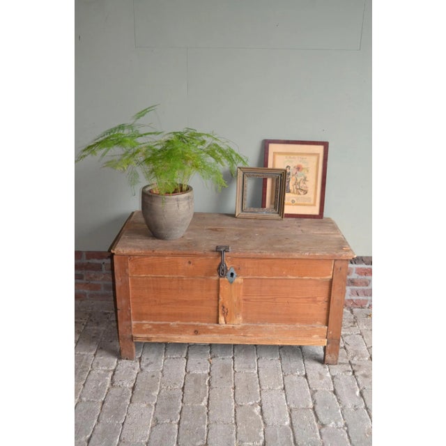Wood Dutch Pine Blanket Trunk, 1800s For Sale - Image 7 of 8