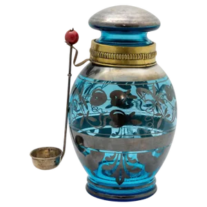 Silver Bound Glass Jar for Cherries / Syrup, 1920s