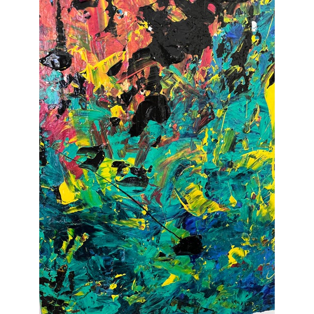 Motivated Seller: 1990s Vintage Abstract Expressionist Acrylic Painting For Sale - Image 9 of 10