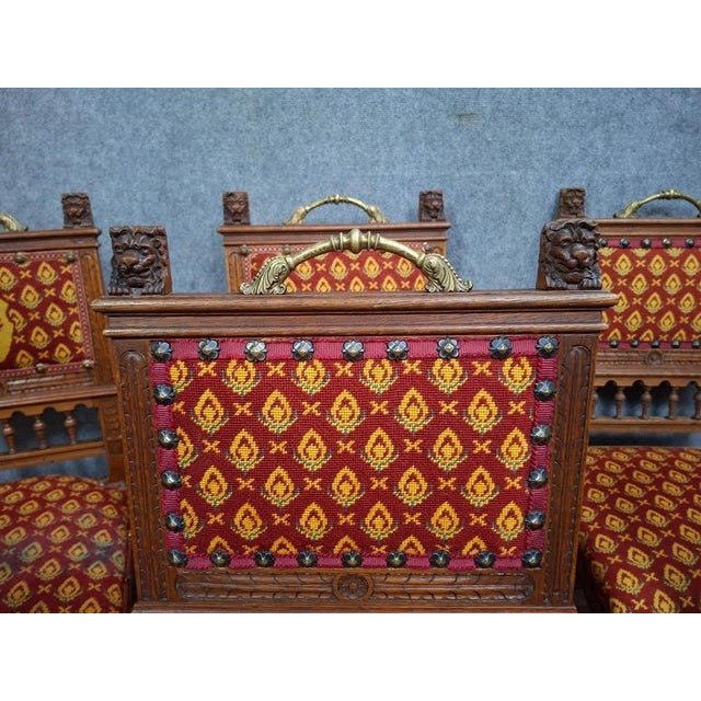 Antique Carved Oak Chairs, 1800s, Set of 6 For Sale - Image 4 of 10