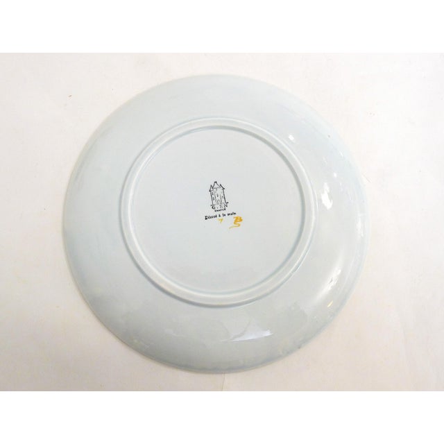 Plate with Hand-Painted Bird Decoration from Gien, France, 1960s For Sale - Image 6 of 8