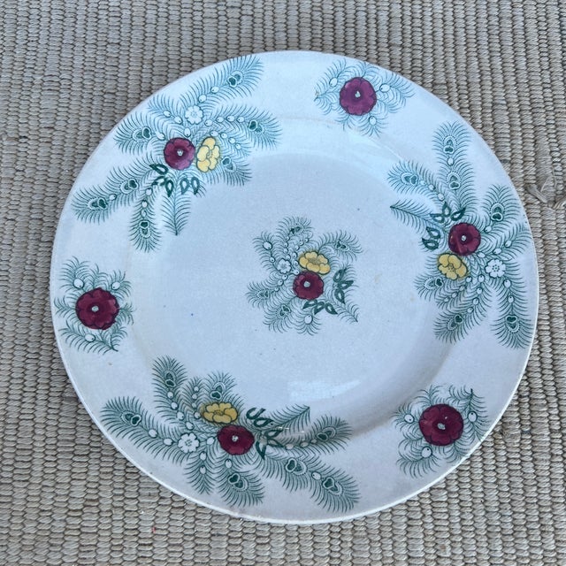 A Nice Antique Staffordshire "Feather" Pattern Green Transfer Decorated Plate, Circa 1830's For Sale - Image 12 of 12