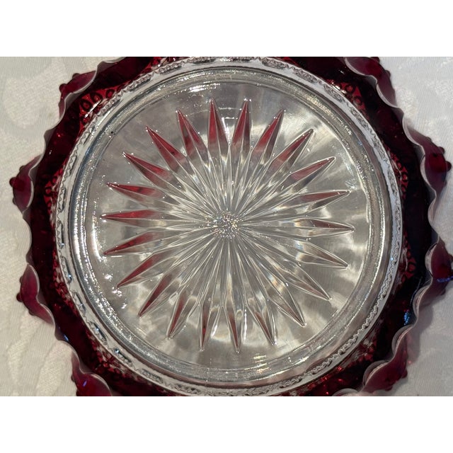 Antique Heisey Glass No. 1220 "Punty Band" Ruby Stained Berry Bowl, C. 1900 For Sale In Los Angeles - Image 6 of 8