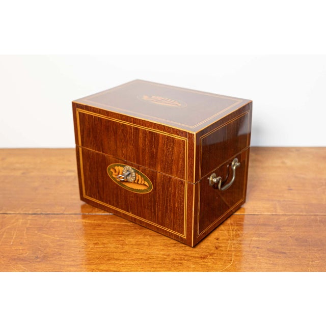 Danish 1840s Mahogany Box with Ash Shell Marquetry, Banding and Lateral Handles For Sale - Image 4 of 10