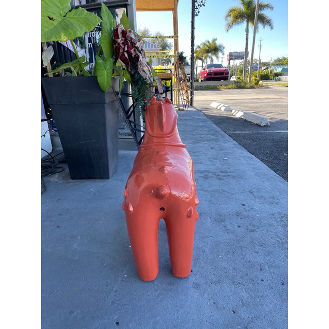 Monumental Vintage Chinese Guardian Horse Sculpture- Custom Fiery Opal High-Gloss Finish For Sale - Image 4 of 7