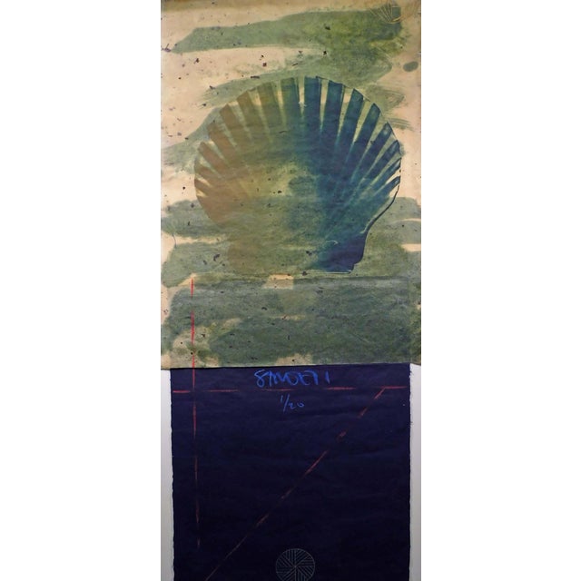 Impressionist 1980s Scott Sandell "Watermill" Signed Framed Mixed Media Artwork, Shell For Sale - Image 3 of 10