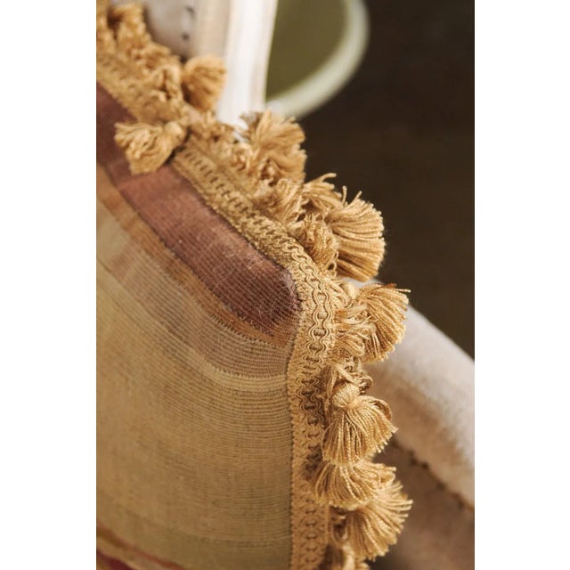 French 19th Century Aubusson Tapestry Pillow with Rose, Foliage and Tassels For Sale - Image 12 of 13