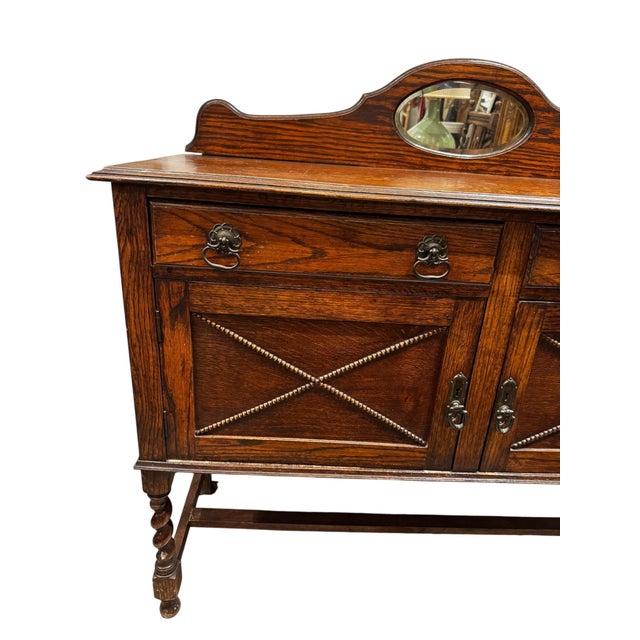 1980s Oak Sideboard Buffet For Sale In Los Angeles - Image 6 of 7