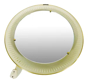 1960s Mid-Century Modern Round Metal Illuminated Wall Mirror From Hillebrand, Germany