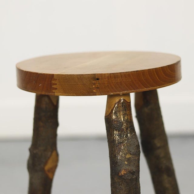 Rustic Farmhouse Rustic Country Side Table / Stool in Beech For Sale - Image 3 of 7