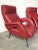 Set of Mid-Century Red Faux Leather and Iron Lounge Chairs Attributed to Carlo de Carli For Sale - Image 4 of 11